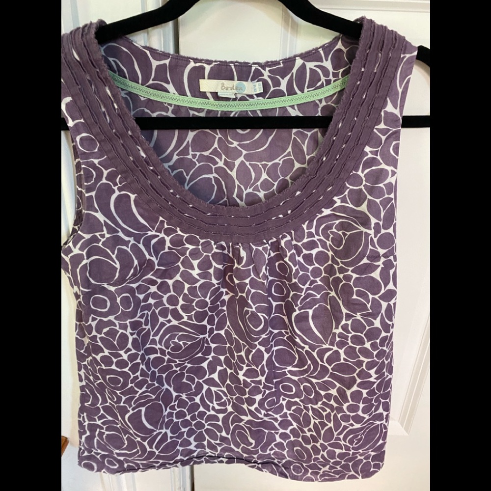 Boden Purple and White Top- Cute!! Size US10- EUC
